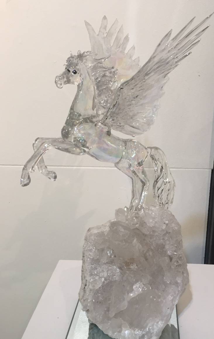 Hand blown popular glass pegasus.