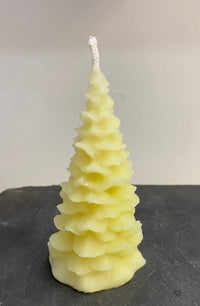 Christmas Tree Candle in white made with natural beeswax