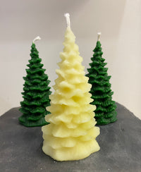 Christmas Tree Candle in white made with natural beeswax