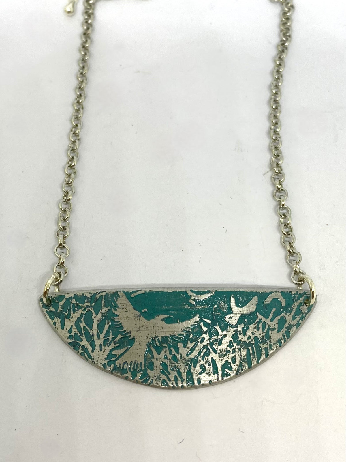 Aluminium Hemisphere Rookery Necklace in Teal by Anna Roebuck