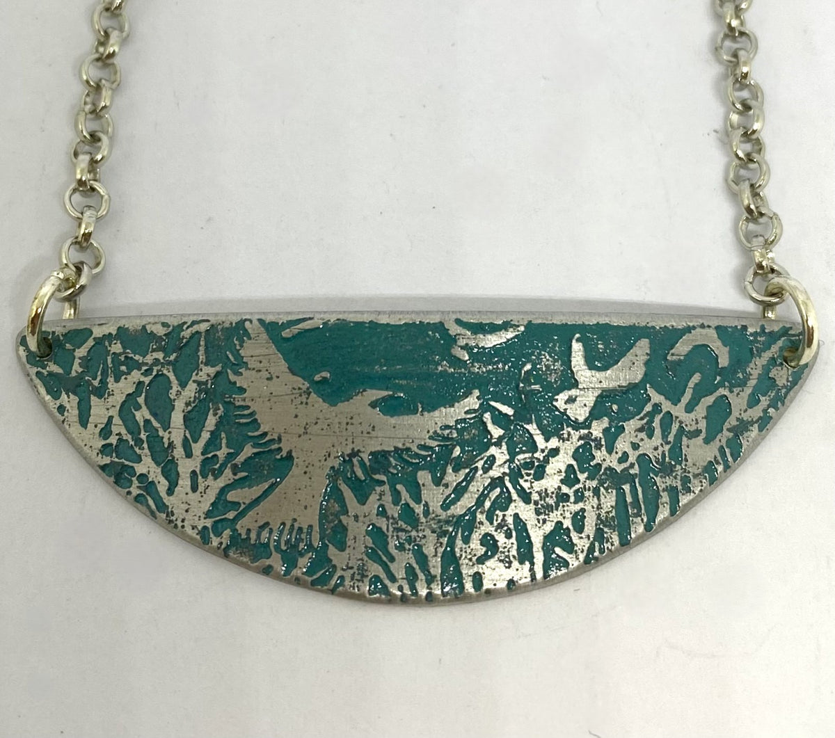 Aluminium Hemisphere Rookery Necklace in Teal by Anna Roebuck