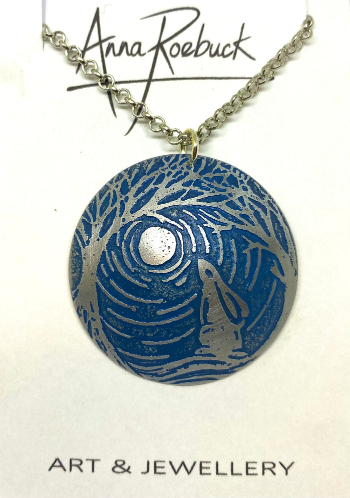 Hare Aluminium Dome Pendant in Blue by Anna Roebuck