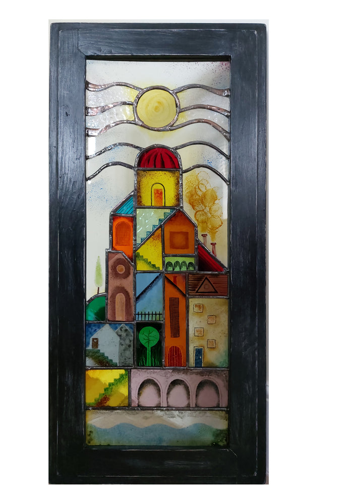 Seaside City stained glass by Bryan Smith