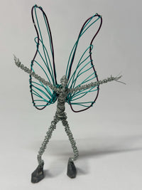 Blue Winged Standing Wire Fairy by Rachel Ducker