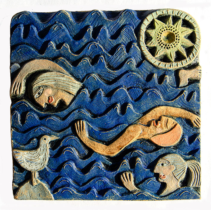 Swimmers - Ceramic Relief by Hilke MacIntyre