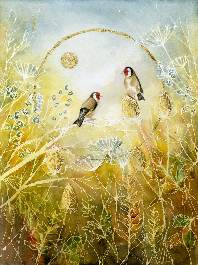 Golden Encounter - original watercolour painting by Clare Tebboth