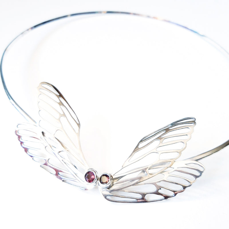 Dragonfly Necklet Pink (CR03) - tourmaline by Chloe Romanos