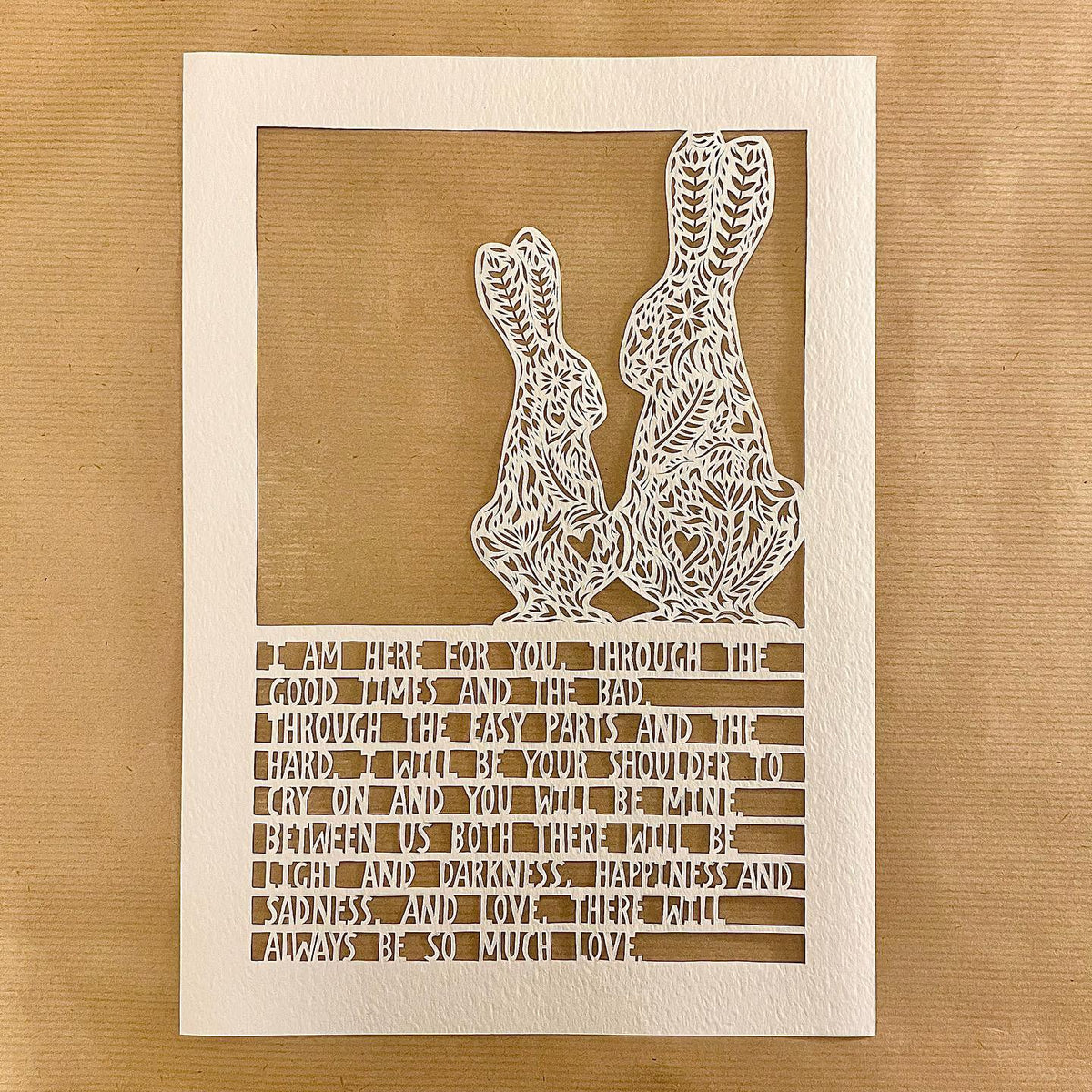 I Am Here For You - hand-cut papercut by The Tiny Maker Papercuts