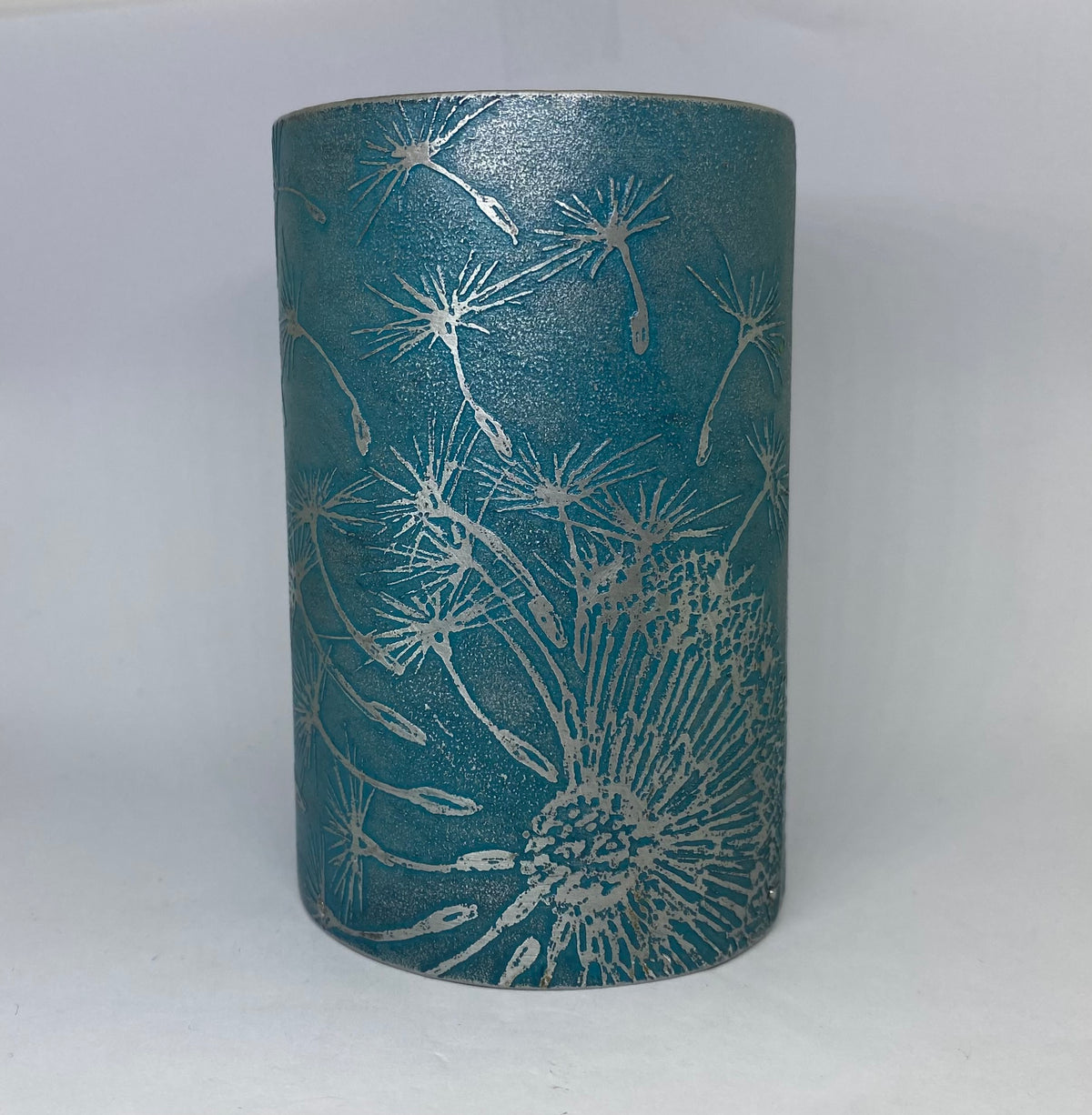 Beautiful aluminium vessel featuring a Dandelion design - hand etched by Anna Roebuck from her original illustration. 