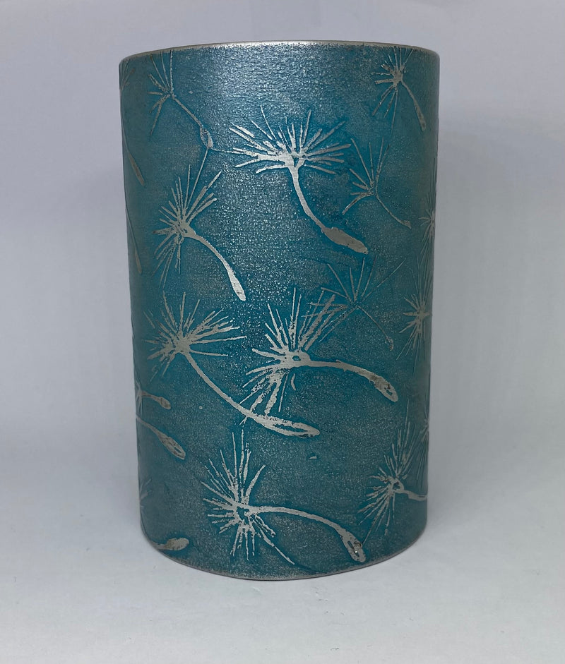 Beautiful aluminium vessel featuring a Dandelion design - hand etched by Anna Roebuck from her original illustration. 