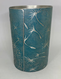 Beautiful aluminium vessel featuring a Dandelion design - hand etched by Anna Roebuck from her original illustration. 