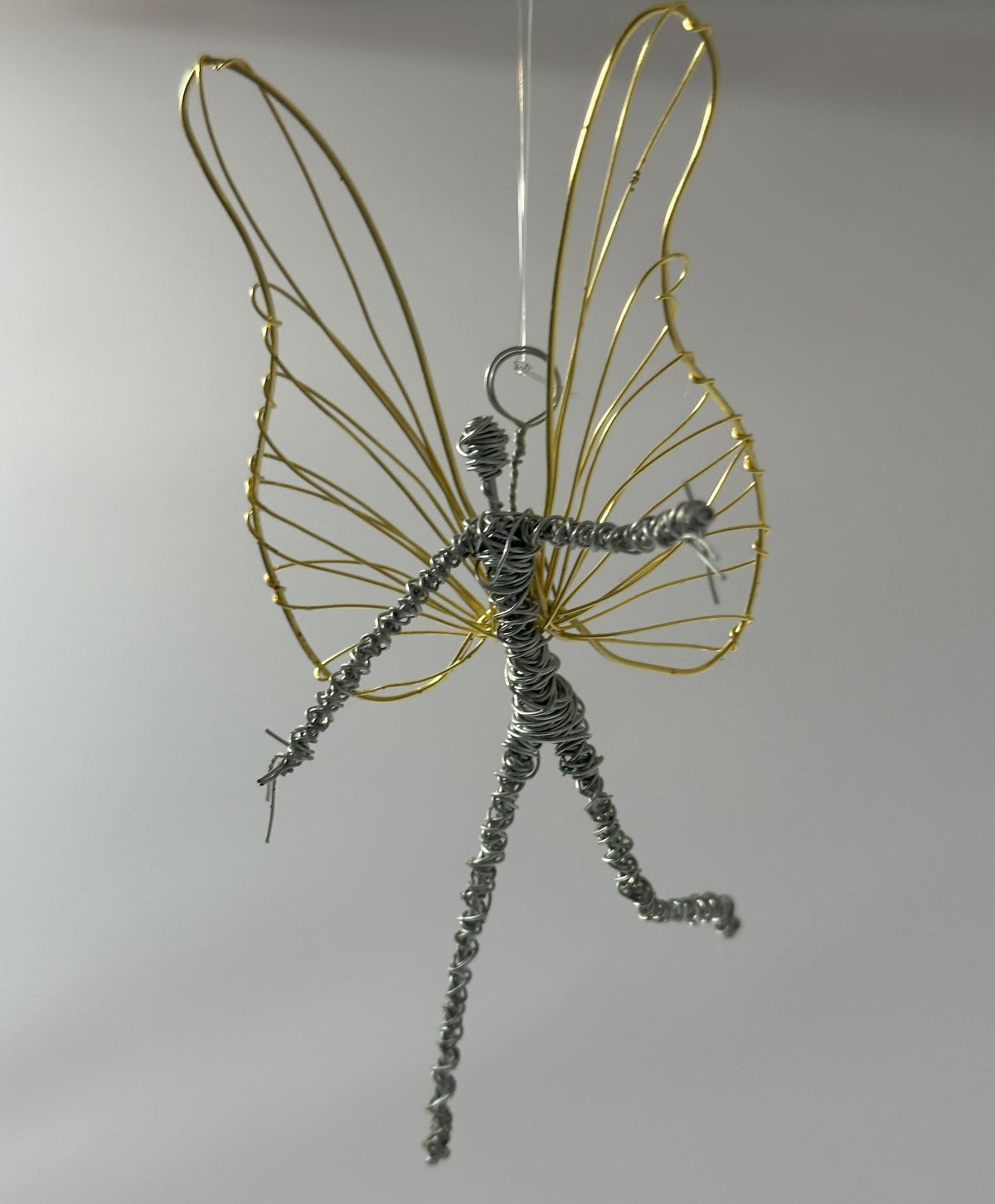 Gold Winged Hanging Wire Fairy by Rachel Ducker