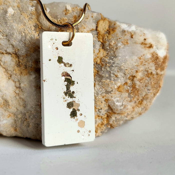 Concrete Pendant in White with Gold Glitter by Heidi Fenn  Media 1 of 1