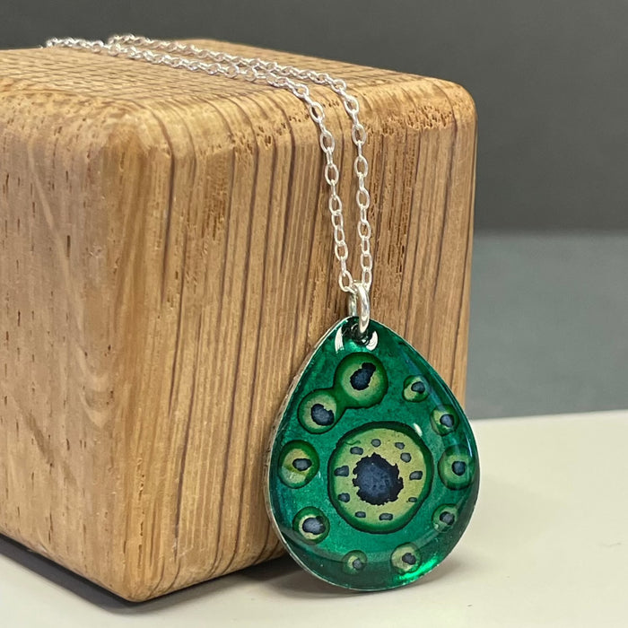 Teardrop Green Inky Pendant by NimaNoma