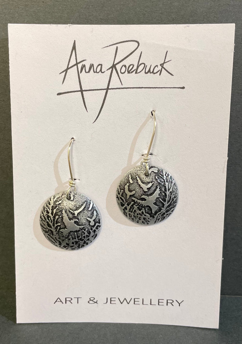 Rookery Dark Aluminium earrings by Anna Roebuck