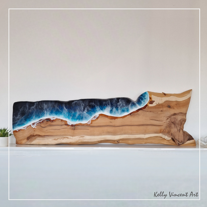 Shark Creek Beach – Bahamas - Resin on Wood by Kelly Vincent