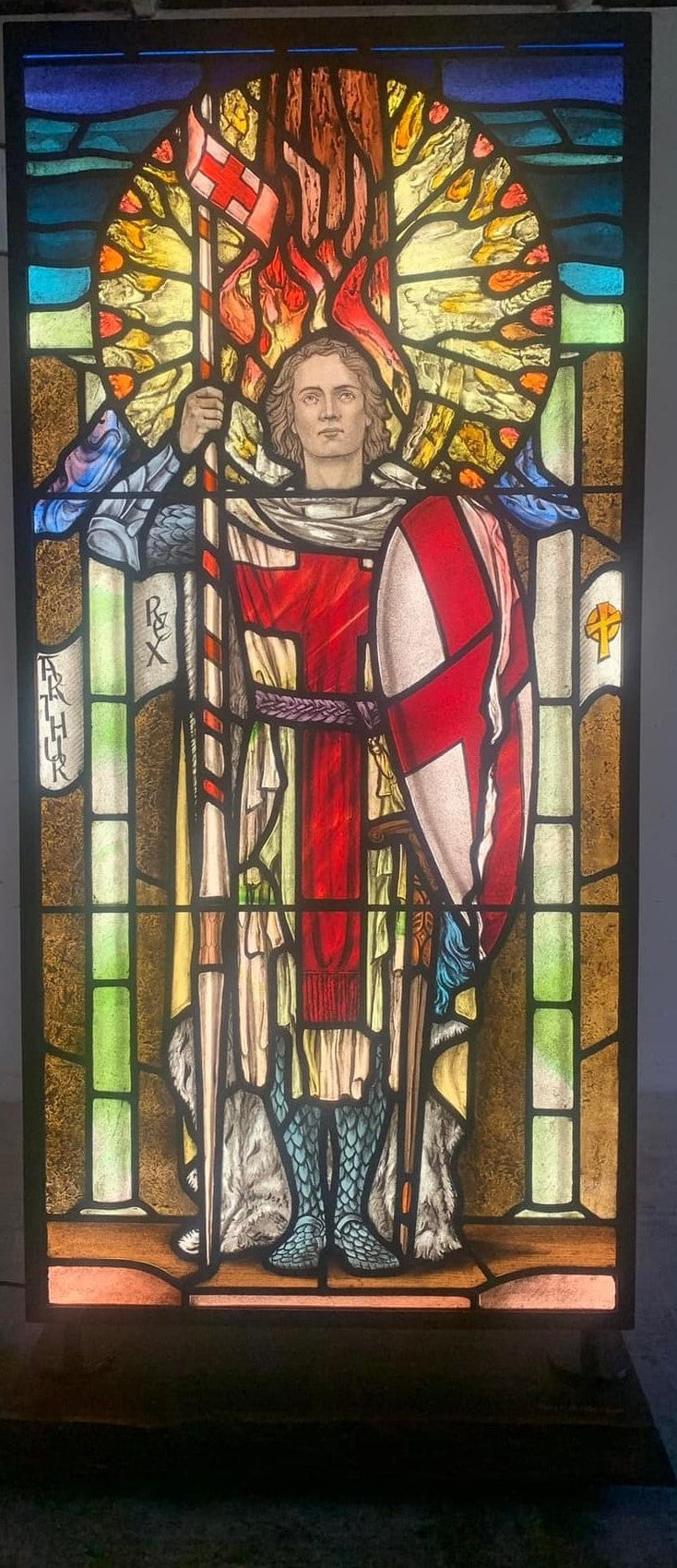 King Arthur - stained glass panel by Petri Anderson