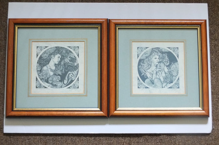 Framed Print Pair : Sword Maiden and Shield Maiden