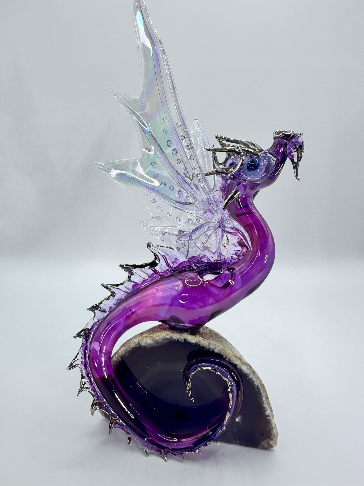 Pink Dragon on Agate (SY125636) by Sandra Young