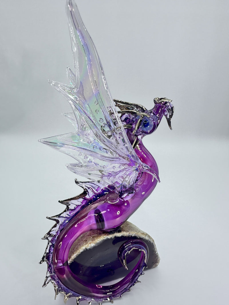 Pink Dragon on Agate (SY125636) by Sandra Young