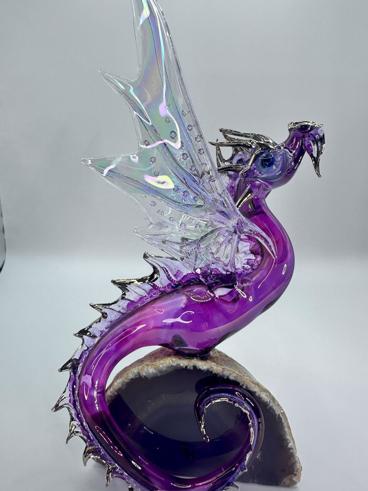 Pink Dragon on Agate (SY125636) by Sandra Young