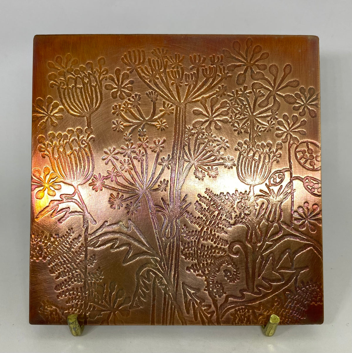 Busy Seedhead Handmade Embossed Copper Coasters by Quirky Metals