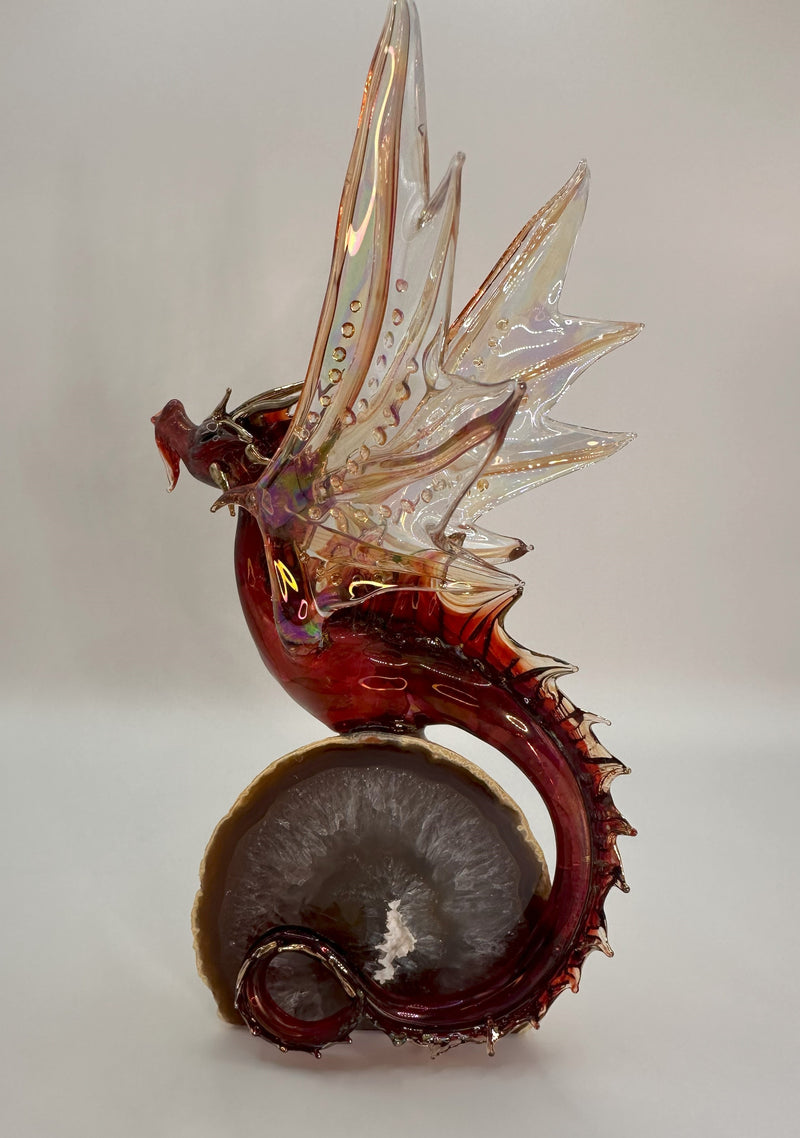 Red Dragon on Agate (SY125638) by Sandra Young