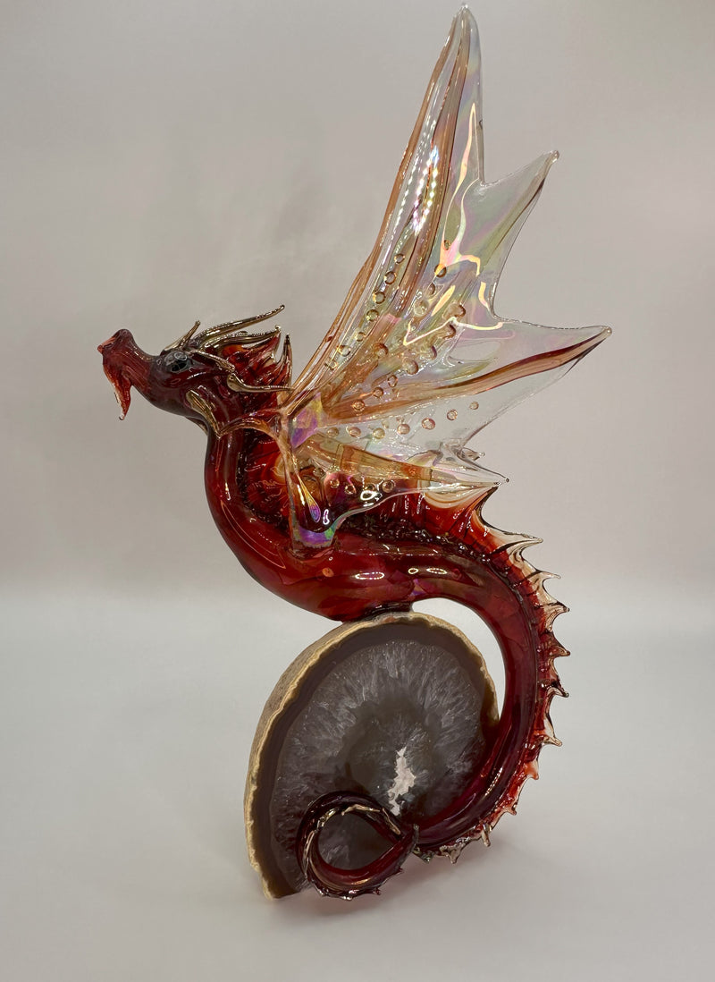 Red Dragon on Agate (SY125638) by Sandra Young