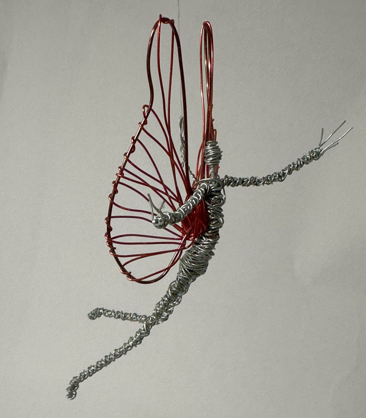 Red Winged Hanging Wire Fairy by Rachel Ducker