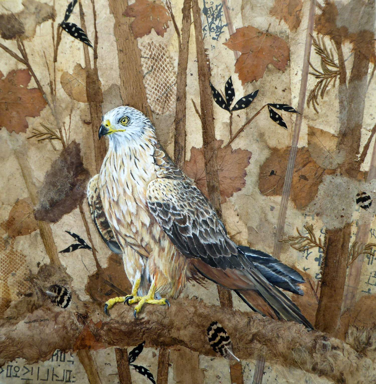 Red Kite - mixed media collage by Linda Travers Smith