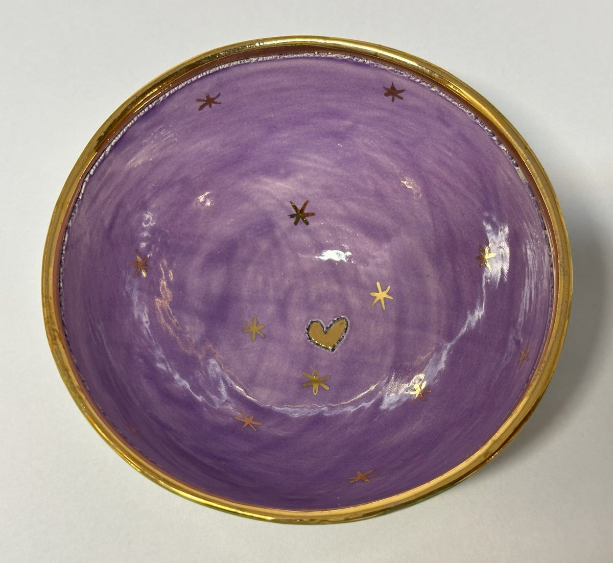 Small Purple and Green Bowl with Gold Detailing by Sophie Smith (SS84)