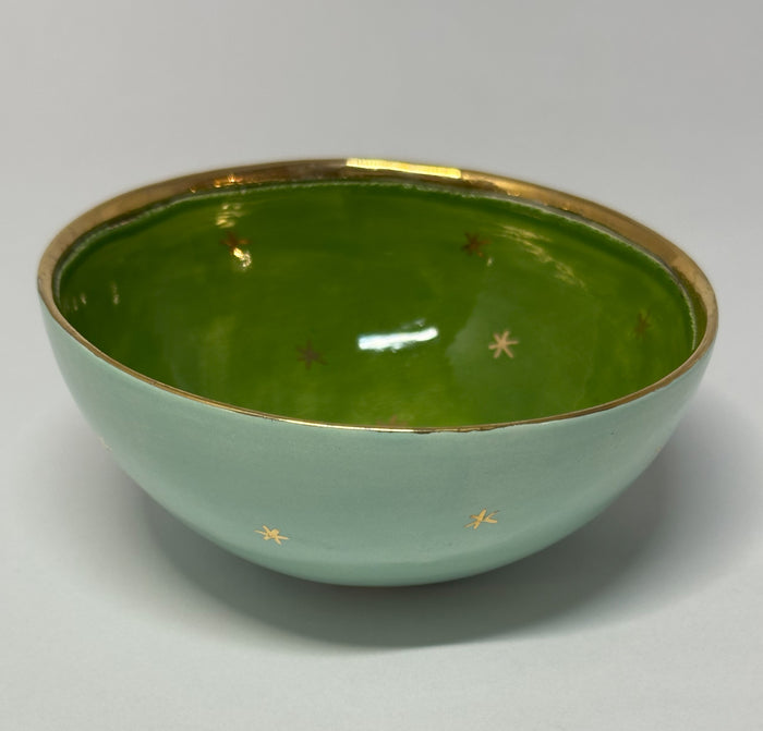 Small Green Bowl with Gold Detailing by Sophie Smith (SS88)