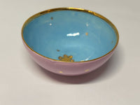 Small Pastel Blue and Lilac Bowl with Gold Detailing by Sophie Smith