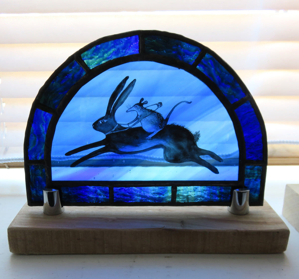 Shrew and Hare Arch - Stained Glass Hanger by Debra Eden