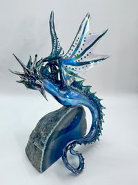 Light Blue & Teal Dragon on Agate (SY125637) by Sandra Young