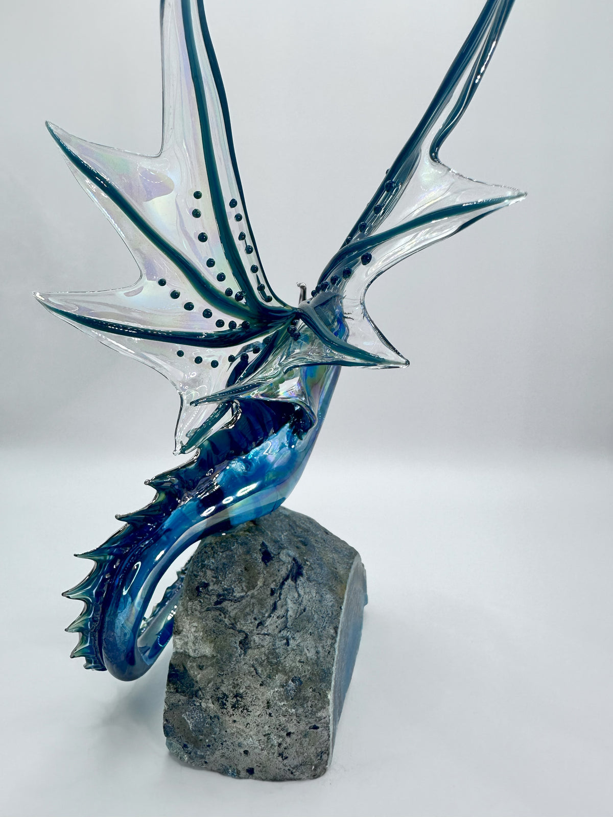 Light Blue & Teal Dragon on Agate (SY125637) by Sandra Young