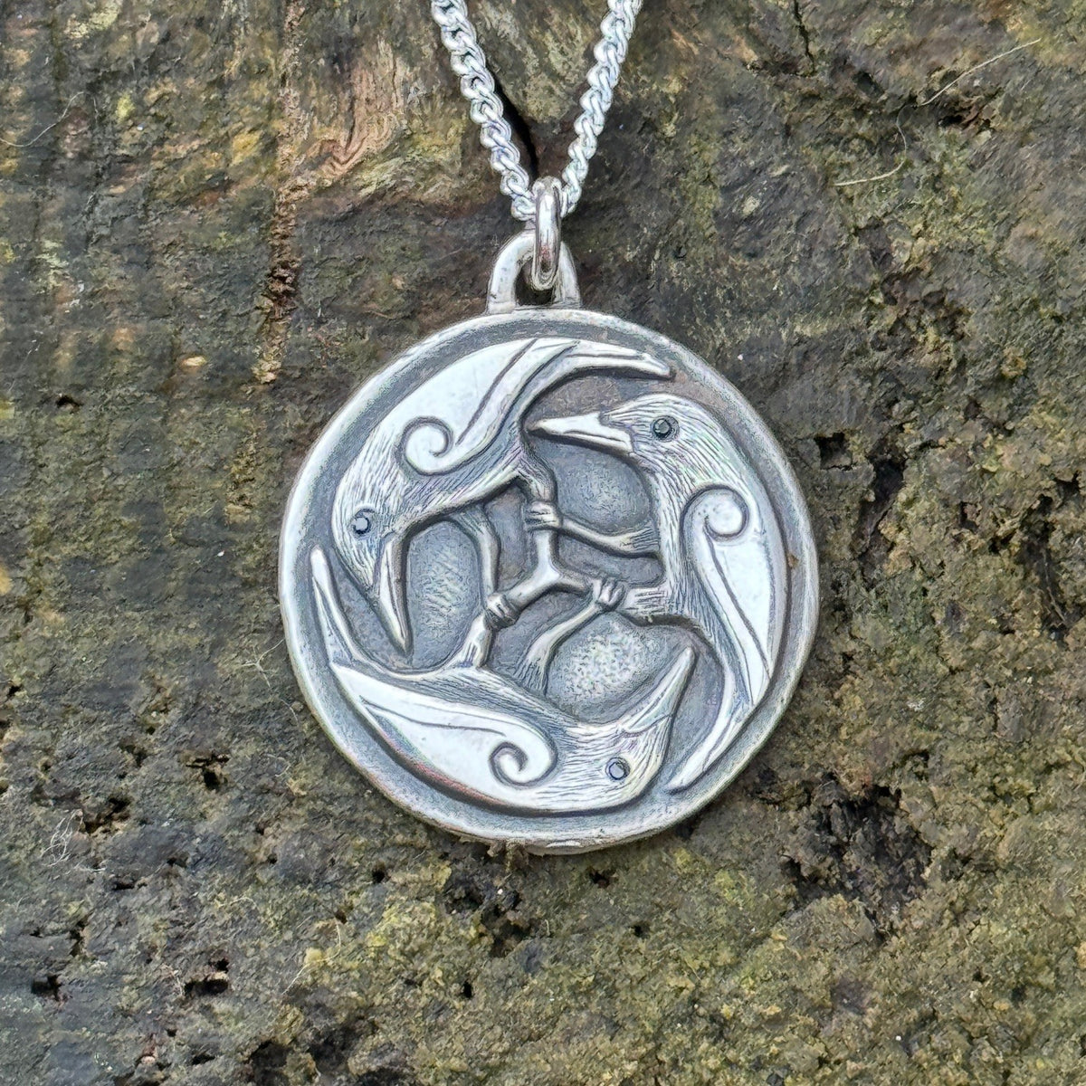 Triple Raven Pendant by Rachel Bailey