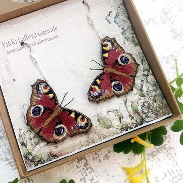 Peacock Butterfly Earrings by Vikki Lafford Garside