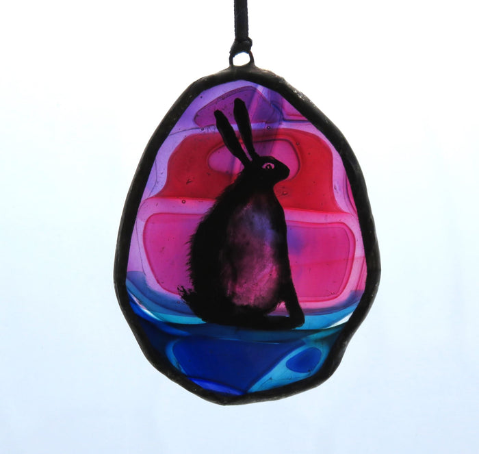 Vibrant Hare - Stained Glass Hanger by Debra Eden