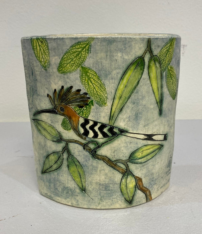 Slab Hoopoe Bird Vase by Jeanne Jackson