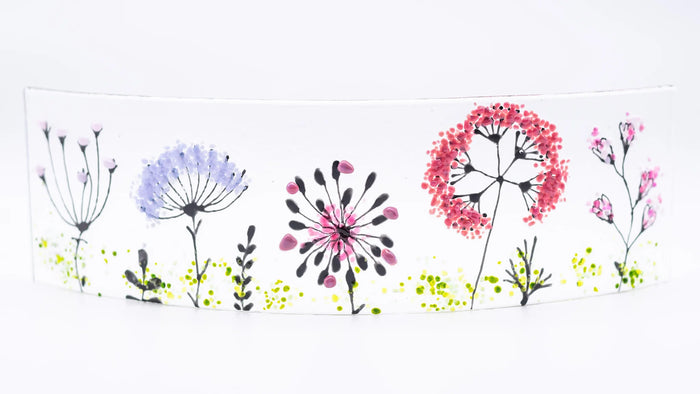 Large Standing Wildflower Glass Panel Decoration