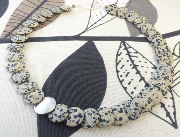 Overlapping Necklace Silver and Dalmation Jasper by Angela Learoyd