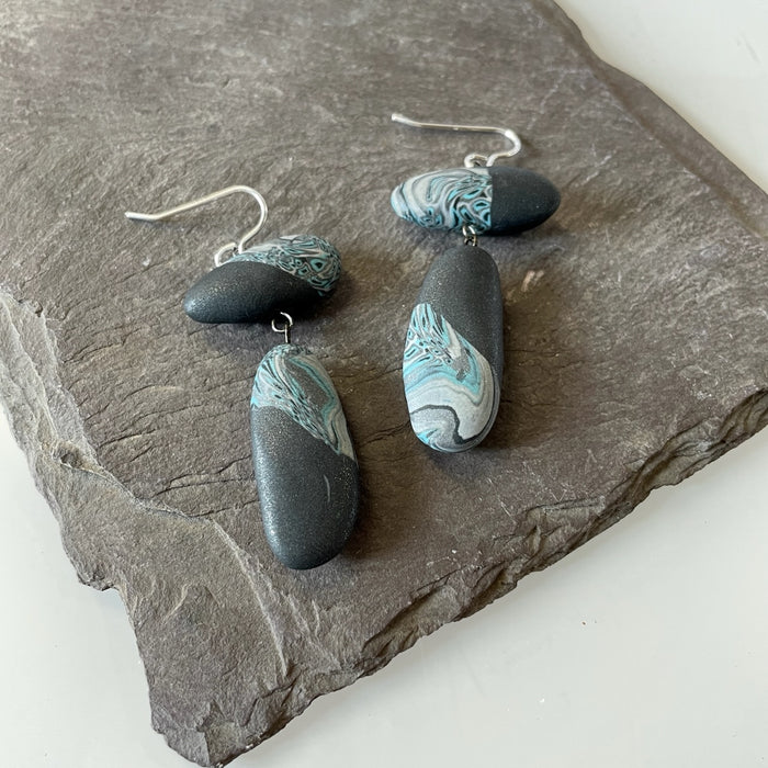 Double Pebble drop earrings By Elaine Christmas 