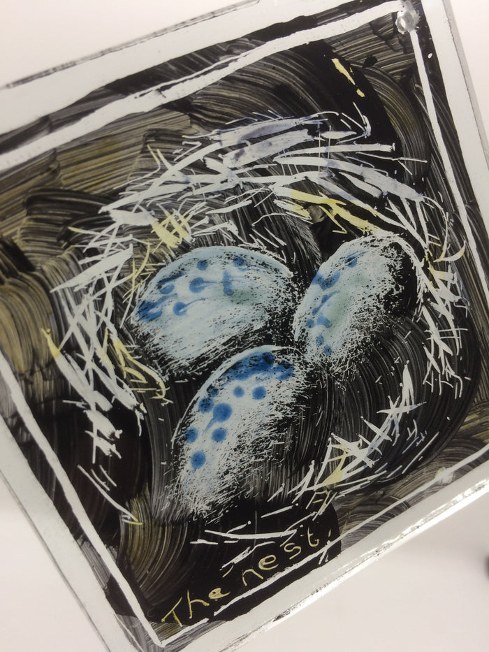 Eggs without frame, stained glass by Bryan Smith