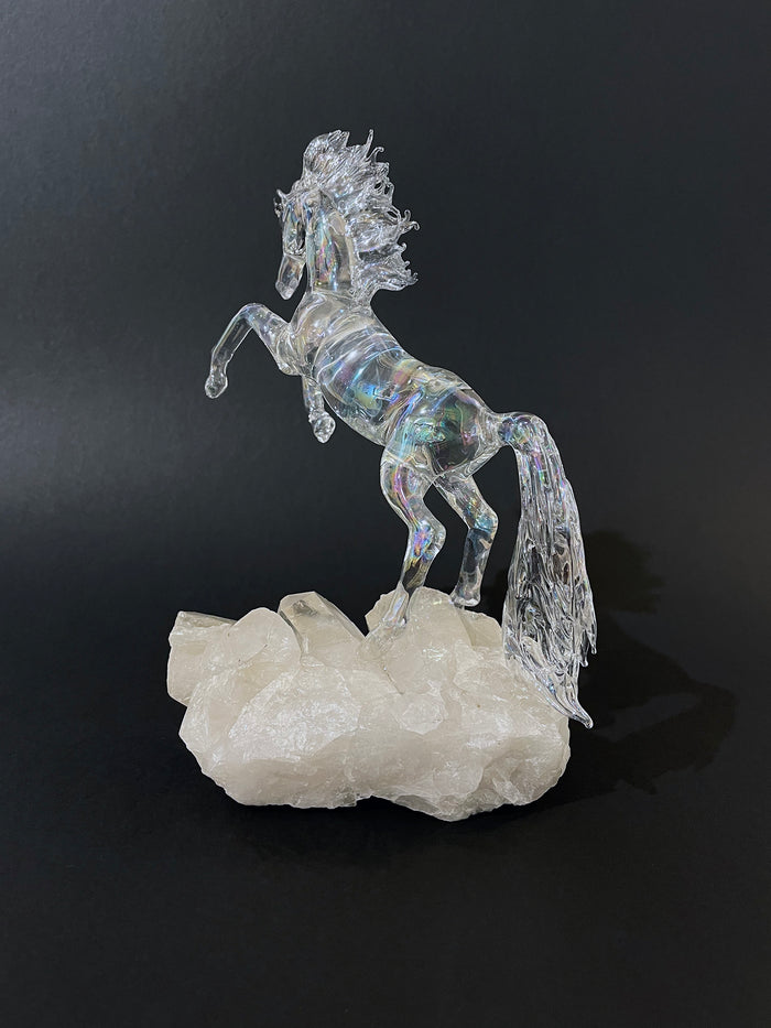 Glass Unicorn on Quartz by Sandra Young