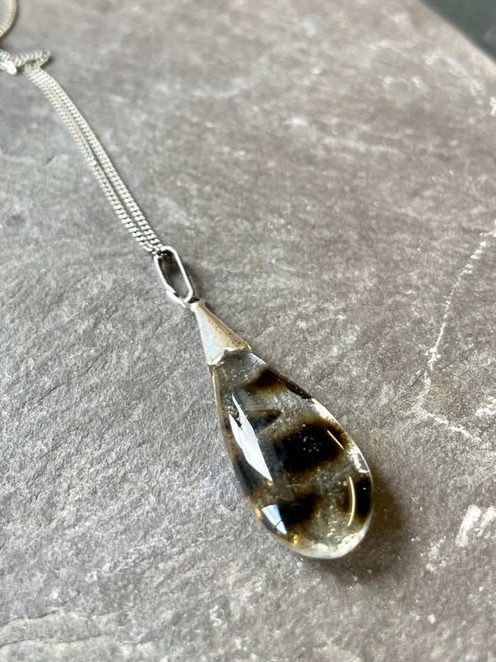 Small Zebra Teardrop Shell Pendant