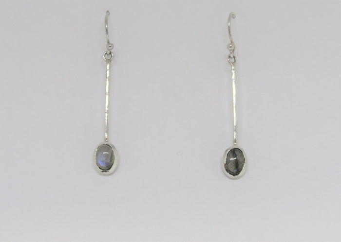 Sequola Earrings with Labradorite made by Madeleine Blaine.