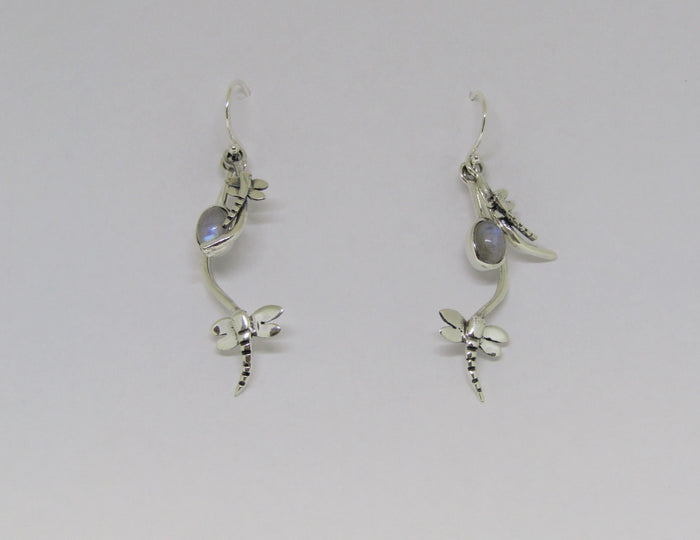 Rippled Earrings with Moonstone made by Madeleine Blaine.