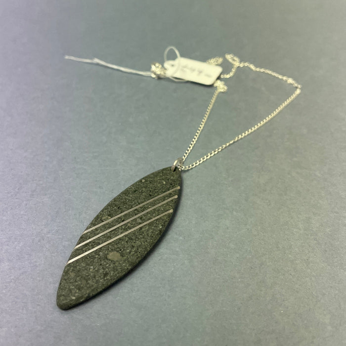 Slate and Silver triple line pendant