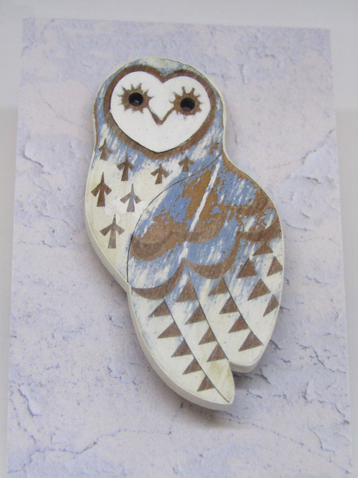 Owl Brooch with Cornflower Colouring by Sarah Kelly